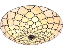 Kroonluchter Plafondlamp Tiffany Stijl Glas-In-Lood Vintage Hanglamp Geel