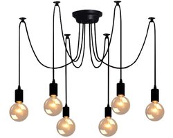 Kroonluchter - Vintage kroonluchter - DIY lamp - Zwart - 6 E27 lamphouders