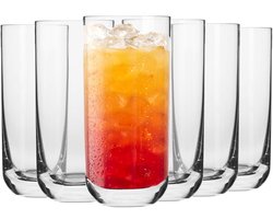 KROSNO | Hoog Water Sap Drinkglazen | Set van 6 - 360 ml | Loodvrij kristalglas | Glamour Collectie | Perfect voor Thuis, Restaurants en Feesten | Vaatwasser Bestendig
