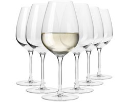KROSNO | Hoog witte wijnglazen | Set van 6 - 530 ml | Divine collectie | Loodvrij kristalglas | Perfect voor thuis, restaurants en feesten | Vaatwasser Veilig