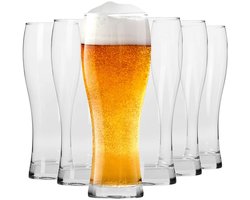 KROSNO | Lange Bier Glazen | Set van 6 - 500 ml | Loodvrij kristalglas | Chill Collectie | Perfect voor Thuis, Restaurants en Feesten | Vaatwasser Veilig