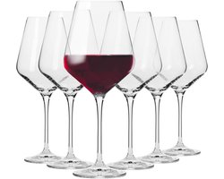 KROSNO | Rode Wijnglazen | Set van 6 - 490 ml | Avant-Garde Collectie | Loodvrij Kristalglas | Perfect voor Thuis, Restaurants en Feesten | Vaatwasser Veilig