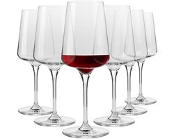 KROSNO | Rode wijnglazen | Set van 6 glazen - 500 ml | Loodvrij Kristalglas, Traditioneel vakmanschap, Elegant ontwerp | Perfect voor thuis, restaurant en feesten | voor de vaatwasser