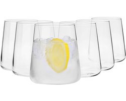 KROSNO Water Sap Drinkglazen | Set van 6 | 380 ML | Avant-Garde Collectie | Kristalglas | Perfect voor Thuis, Restaurants en Feesten | Vaatwasser Veilig