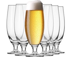 KROSNO Witte Bier Glazen | Set van 6 | 500 ml | Loodvrij kristalglas | Elite Collectie | Perfect voor Thuis, Restaurants en pubs | Vaatwasser Veilig
