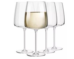 KROSNO | Witte wijnglazen | Set met 4 stuks - 480 ml | moderne collectie, Loodvrij kristalglas, huwelijkscadeau, perfect voor thuis, restaurants en keuken, vaatwasmachinebestendig