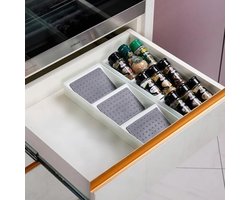 Kruidenlade Organizer - 3-laags Antislip Siliconen Kruidenpotten Inzet voor Keukenlade en Dressoir