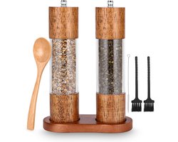 Kruidenmolen set - Zout en Peper - 2 stuks - Hout en Acryl