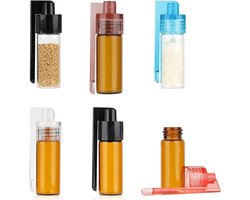 Kruidenpoeder Set met Lepel, 51 mm Hoog, Kleine Opbergfles met Micro Trechter, Glazen Vaatje voor Buiten, Kamperen en Reizen, 6 Stuks, Ideaal voor Koken en Specerijen