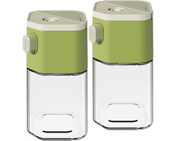 Kruidenpot - Peperstrooier - Peper en zout strooier - Zoutvaatje - Perstype - Glazen Kruidenpot met Dubbele Uitloop - 200 ml - Voor Zout, Peper, Suiker en Kruiden - 2stuks - Groente - 6x12.4cm