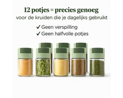 Kruidenpotjes Set 12 – Met Labels & Trechter – 100 ml – Glazen Potjes met Deksel – Compact & Overzichtelijk