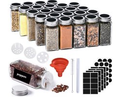 Kruidenpotjes Vierkant 25 Stuks - Kruidenpotjes 120 Ml - Kruiden Container, Kruidenpotjes Met Strooi-Inzet, Koker, Kruidenetiketten Kruidenopslag en Organizer Voor Keukenkast, Camping, Lade