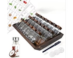 Kruidenpotten, 21st vierkante kruidenpotjes van 120 ml, met een 2-in-1 rek, inclusief 120 labels, geschikt voor zowel verticale als lade opslag - Kruidenbox met kruidenfles inzetstukken.