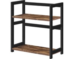 Kruidenrek 2-laags opbergrek bureau-organizer bamboe-frame rustiek bruin en zwart opbergrek