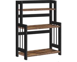 Kruidenrek 3 niveaus keukenplank bamboerek voor aanrecht keuken eetkamer kantoor vintage bruin-zwart. opbergrek