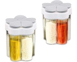 Kruidenstrooiers voor camping reizen - transparante kruidenpotjes voor zout peper - thuisgebruik en barbecue - 2 stuks