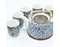 Kruidentheepotset - Blauw patroon - cadeau geschenkset vrouwen geschenkset mannen