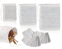 Kruidenzakjes 30 stuks - Herbruikbare Katoenen Zakjes - Maten 6x8/8x10/10x12 cm - Trekkoord - Duurzaam - Ideaal Keukengereedschap - Theezakjes