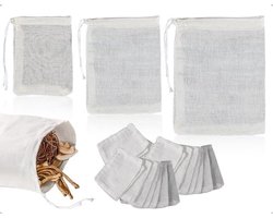 Kruidenzakjes 30 stuks - Herbruikbare Katoenen Zakjes - Maten 6x8/8x10/10x12 cm - Trekkoord - Duurzaam - Ideaal Keukengereedschap - Theezakjes