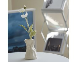 Kruimel Papier Tas Ceramisch Bloemvaas voor Bloemarrangement, Kleine Knopvaas voor Woonkamer en Eettafel Decoratie