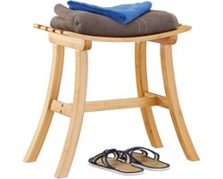 kruk bamboe - gebogen - houten hocker gang - badkamerkruk vlak- garderobe - hout