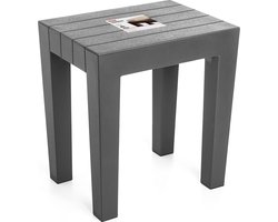Kruk Bank Polypropyleen BPA-vrij Houteffect Anti-UVA-bescherming Max 130 kg Geschikt voor binnen- en buitengebruik 38 x 29 x 41 cm Grijs