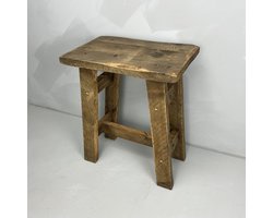 Kruk | Bijzettafel | Krukje hout | Nachtkastje | Bruin | 40x28x50cm | Baan Woods