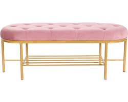 Kruk DKD Home Decor 100 x 35 x 40 cm Roze Gouden Metaal
