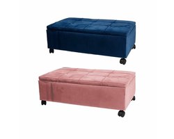 Kruk DKD Home Decor Roze Polyester Fluweel Marineblauw Populier (70 x 39,5 x 24,5 cm) (2 Stuks)