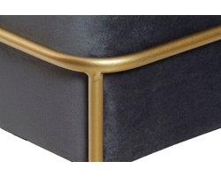 Kruk DKD Home Decor Schuim Grijs Gouden Metaal Polyester Fluweel Hout MDF (80 x 80 x 47 cm)