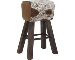 Kruk DKD Home Decor Zwart Hout Bruin Leer Wit (50 x 35 x 75 cm)