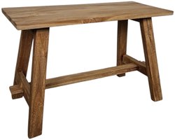 Kruk Gerecycled Teakhout | Handgemaakte Houten Kruk 70x30 cm | Bijzettafel Hout | Rustieke Houten Zitbank | Indonesisch Ambacht