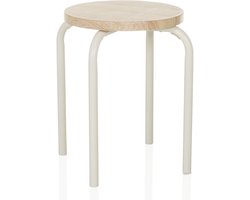 Kruk / hocker ALRANDA metaal / MDF wit / eiken hjh LIVING