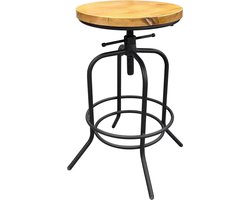 Kruk industrieel retro design - draaibare kruk in hoogte verstelbaar 63 cm tot 69 cm - barkruk - barstoel - piano kruk - schilderskruk