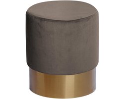 Kruk kaptafel poef fluweel kruk in verschillende maten en kleuren met goud afgezet voor woonkamer slaapkamer of kleedkamer, klein rond, kleur: taupe