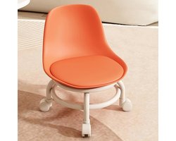 Kruk-Kruk Draaibare 360°-Lage kruk met wielen-duurzaam kruk verdikking zitkussen eenvoudige zachte kruk-Gemakkelijk Verplaatsbaar-(ORANJE).