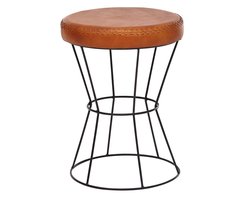 Kruk - Krukje - Industrieel - Rond - Handgemaakt - Leer - Ø 35 cm