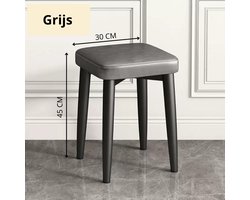 Kruk - Krukje - Keukenkrukje - Zitkruk - Stapelbaar - Binnen - Zithoogte 45cm - Metaal - Breedte 30cm - Grijs