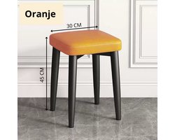Kruk - Krukje - Keukenkrukje - Zitkruk - Stapelbaar - Binnen - Zithoogte 45cm - Metaal - Breedte 30cm - Oranje