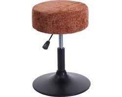 Kruk MCW-C22, kruk make-up kruk, in hoogte verstelbaar draaibaar Ø 37cm stof chenille (465g/m²) MVG ~ terracotta