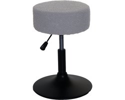 Kruk MCW-C22, kruk make-up kruk, in hoogte verstelbaar draaibaar Ø 37cm stof/textiel bouclé (450g/m²) ~ grijs