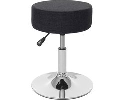 Kruk MCW-C22, kruk make-up kruk, in hoogte verstelbaar Ø 35cm ~ textiel, donkergrijs