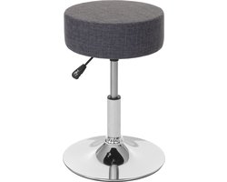 Kruk MCW-C22, kruk make-up kruk, in hoogte verstelbaar Ø 35cm ~ textiel, grijs
