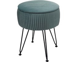 Kruk MCW-K47, kruk met opbergvak, Ø 33cm, fluweellook ~ groen, zwart frame