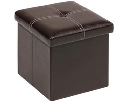 Kruk met opbergbank Opvouwbare boeken Opbergbox Kleine zitbox Opvouwbare box met deksel 30 x 30 X 30CM (Bruin-1)