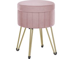 Kruk – Met opbergruimte en 4 metalen poten in pastelroze – Modern – Hoogwaardige Kwaliteit