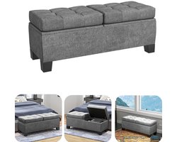Kruk - Opslagkruk - Voeteneindkruk - Schoenwisselkruk - Zachte bank - Grote capaciteit - Makkelijk schoon te maken - Zacht - Stevig - Anti slip - Draaggewicht 180KG - Huisaccessoires - Geschikt voor gang, slaapkamer, woonkamer (grijs, 116*47cm)