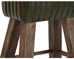 Kruk - Spring Bok - Hout - Bruin - Leer - Groen - 41 x 30 x 79 cm.