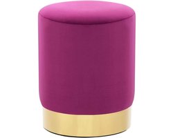 Kruk Vat Vorm - Poef Zitting - Extra Zitplaats - Fluwelen Bekleding - 26.5 x 38 cm - Paars Goud