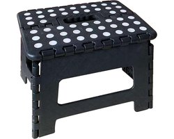 Kruk - Voetenbank - Opvouwbare kruk - Voetenbank voor volwassenen - Opvouwbare voetenbank - Opvouwbaar - Kleine voetenbank - Thuisgebruik - Geschikt voor keuken, badkamer, woonkamer, slaapkamer, kantoor - 29 x 22 x 27 cm - Zwart